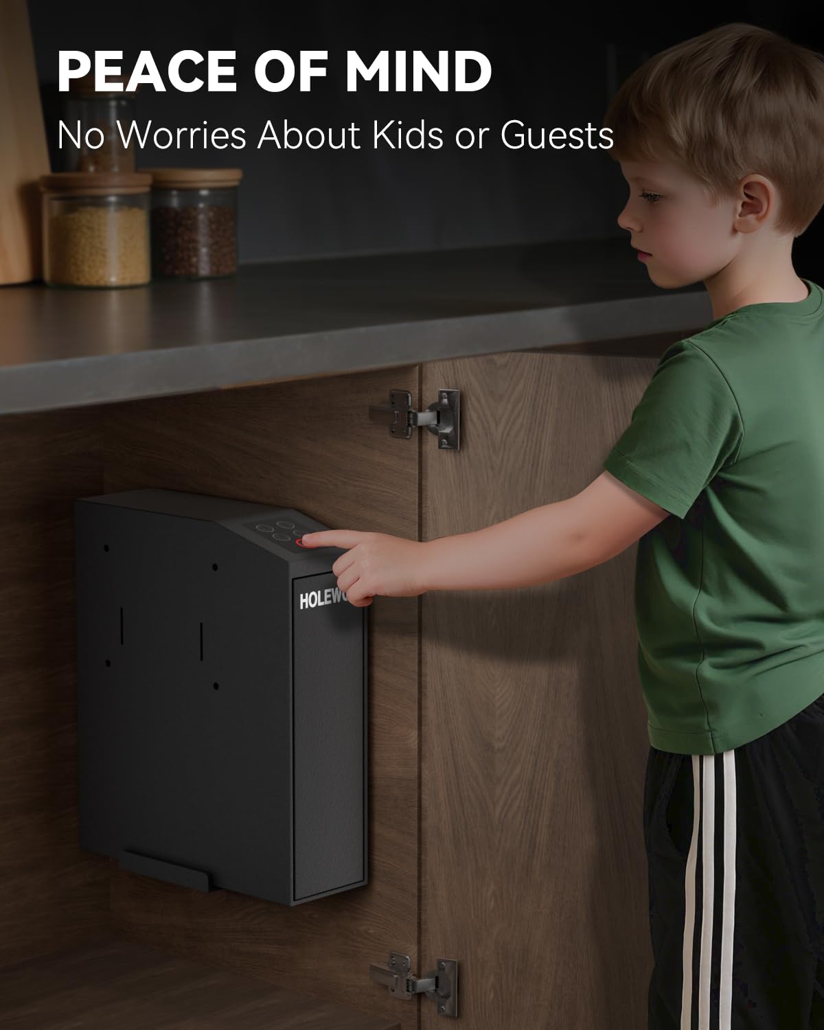 Gun Safe Biometric Pistol Safe Bedside Handgun Case, Slider Fingerprint 3 Ways Quick Access Mounted Gun Lock Box for Nightstand, Bed, Desk, Wall, Dresser HOLEWOR