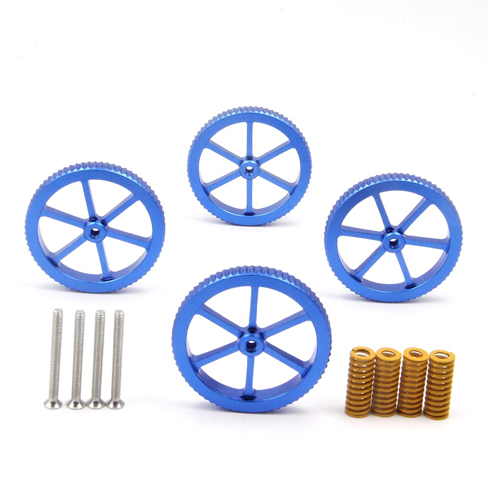 Zeberoxyz 4PCS Aluminum Hand Twist Leveling Nut Diameter60mm with 4PCS Hot Bed Die Spring with 4PCS M4x40mm Screws for Creality 3D Printer CR-10/Ender-3/Ender 3 Pro/Ender 5 (Diameter 60mm-Aluminum) Zeberoxyz