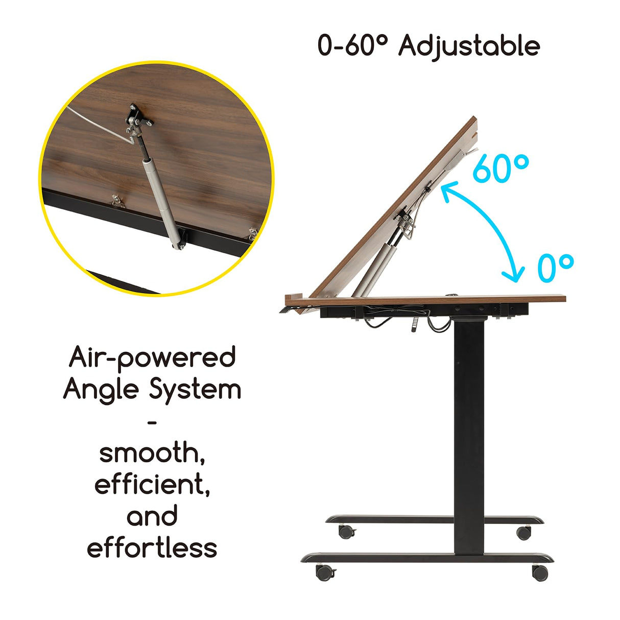 MEEDEN Electric Adjustable Drafting Table: 31"-52" Height Adjustable - Tiltable Tabletop Sit Standing Home Office Desk MEEDEN