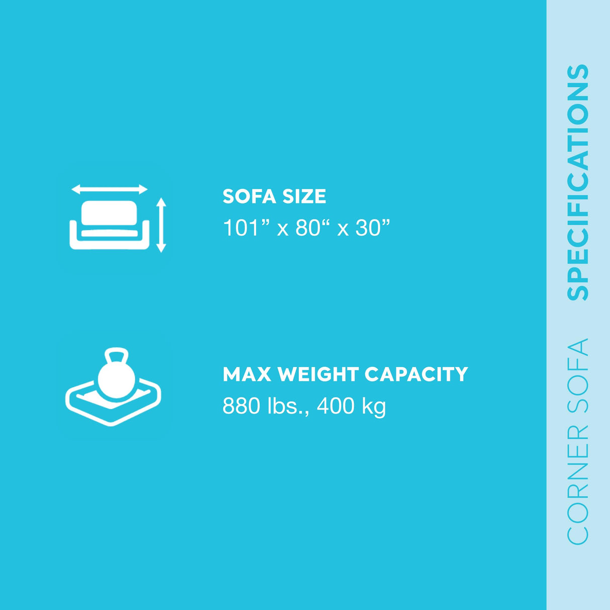 Intex 68575EP Inflatable Corner Sofa: L-Shaped – Indoor Use – 2-in-1 Valve – 880lb Weight Capacity – 101” x 80” x 30” Intex