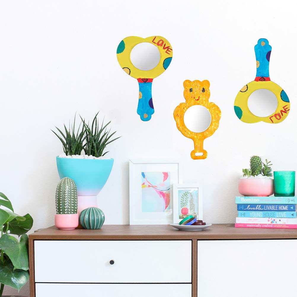 Vankcp 27pcs Creative DIY Wooden Mirror Mini Wooden Craft Painting Princess Unfinished Mirror for DIY Handmade Craft Party Decorations Vankcp