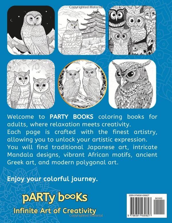 50 Owls : Adult Coloring Book with Fun, Easy, Relaxing Coloring Pages, Finest Art Drawings - WoodArtSupply