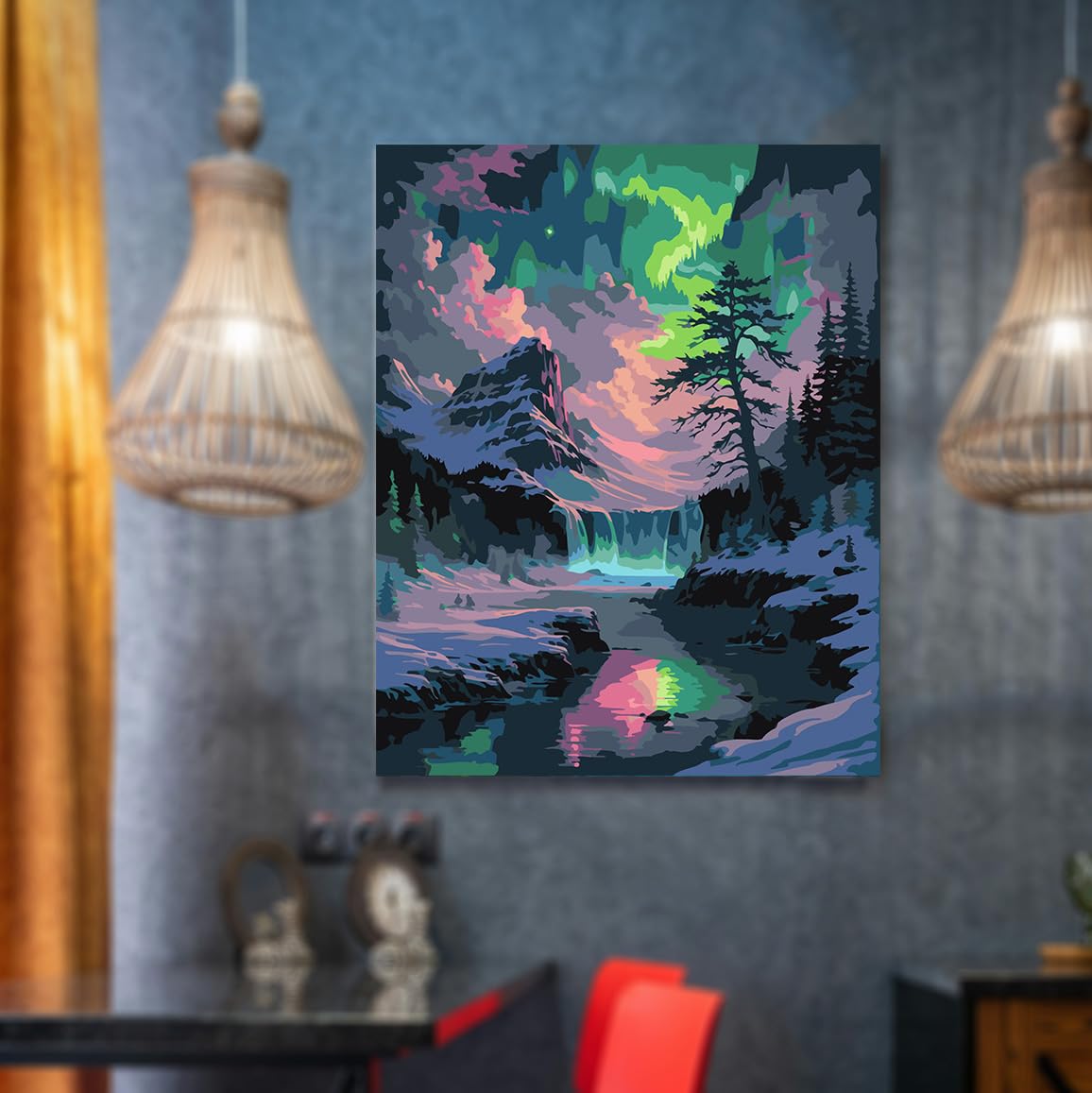 Lovepefe Snow Mountain Paint by Numbers Kit for Adults Beginner Waterfall Adult Paint by Number Kits On Canvas Mountain Oil Painting Kit for Adults Kits for Gift Home Wall Decor 16x20 Inch Lovepefe