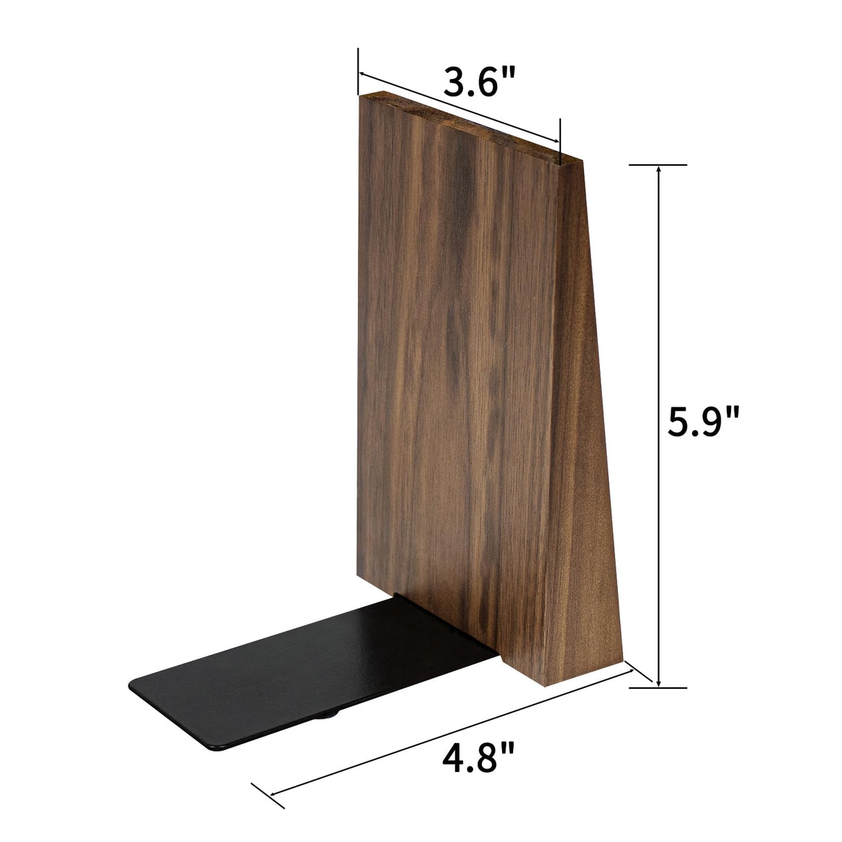 Luxdecor Wood Bookends Hold Heavy Books- Walnut Bookends for Office, Sturdy Bookends for Desk Non Skid, Decorative Walnut Wood Bookends Large, 2pack Triangle Wood Book Ends Luxdecor