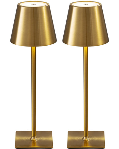 KDG 2 Pack Cordless Table Lamp,Portable LED Desk Lamp, 5000mAh Battery Operated, 3 Color Stepless Dimming Up, for Restaurant/Bedroom/Bars/Outdoor Party/Camping/Coffee Shop Night Light(Gold)