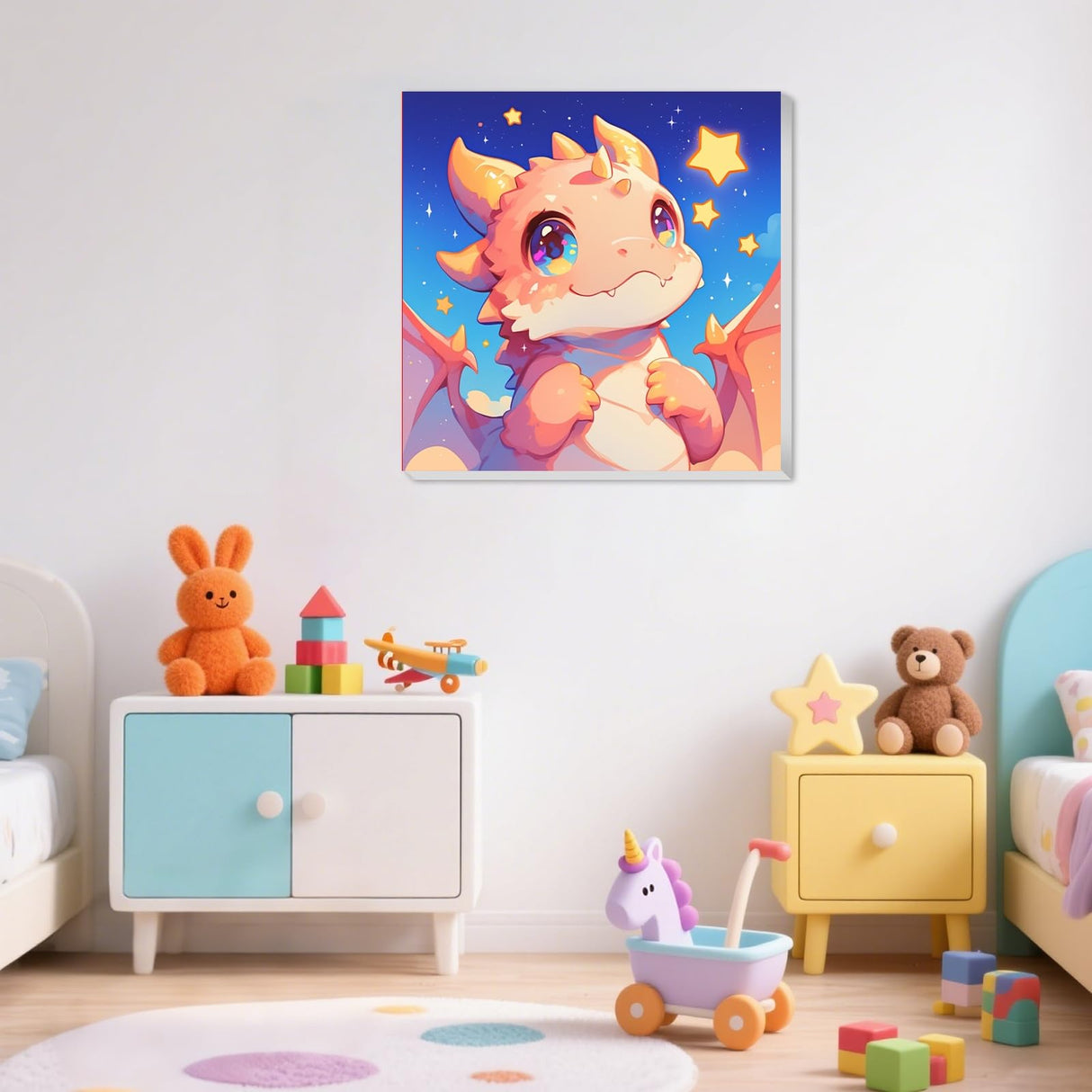 XTCIXAL Paint by Numbers Kit for Kids with Frame, Dragon Paint by Number Kids Age 5-8-12, Paint by Number with Frame for Gifts and Home Decor 8X8 Inch XTCIXAL