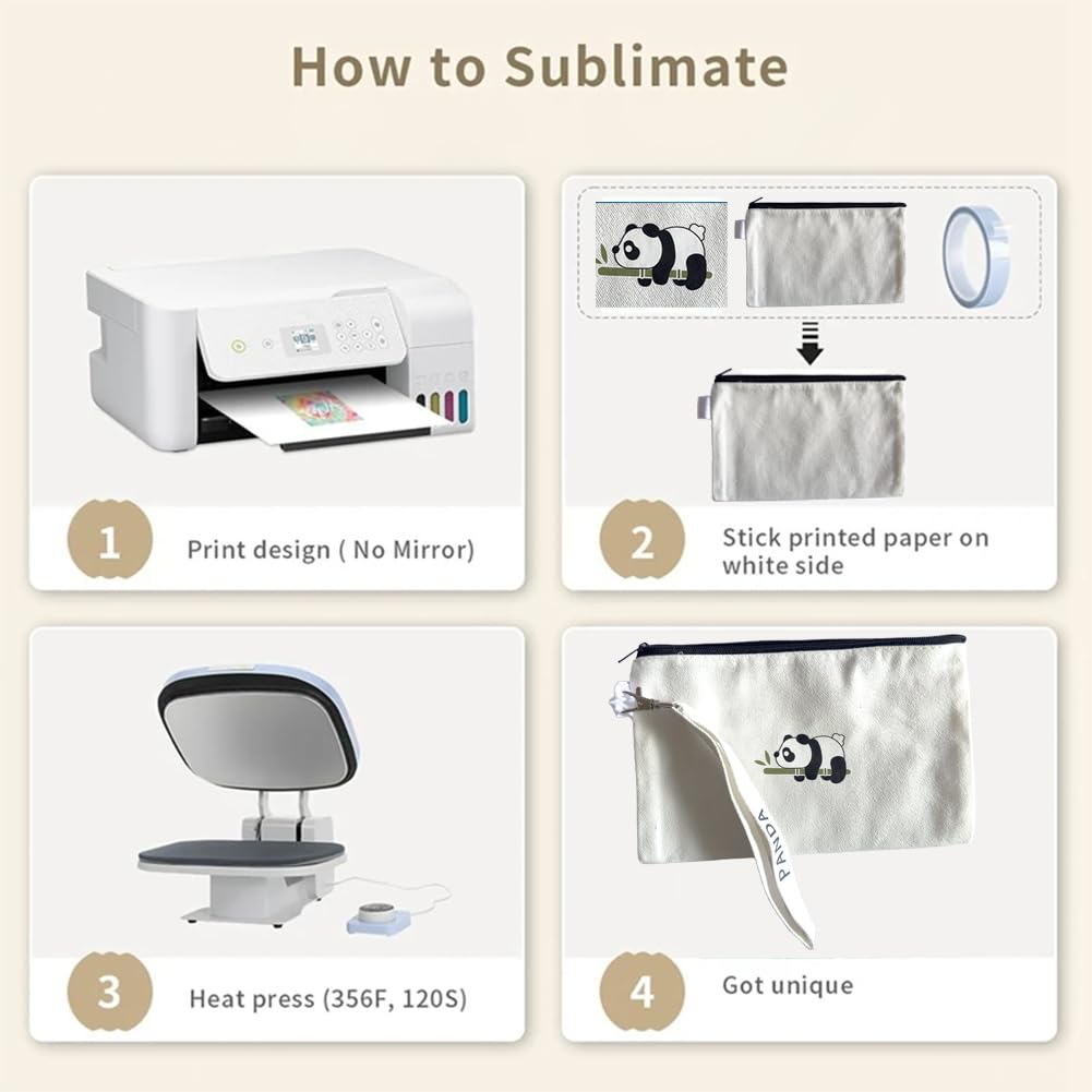 10 Pack Sublimation Blanks Canvas Makeup Bags with Wristband Lanyards, DIY Heat Transfer Cosmetic and Pencil Pouches, Multi-Purpose Travel Toiletry Zipper Bags for Crafting and Personalization HeKimLee