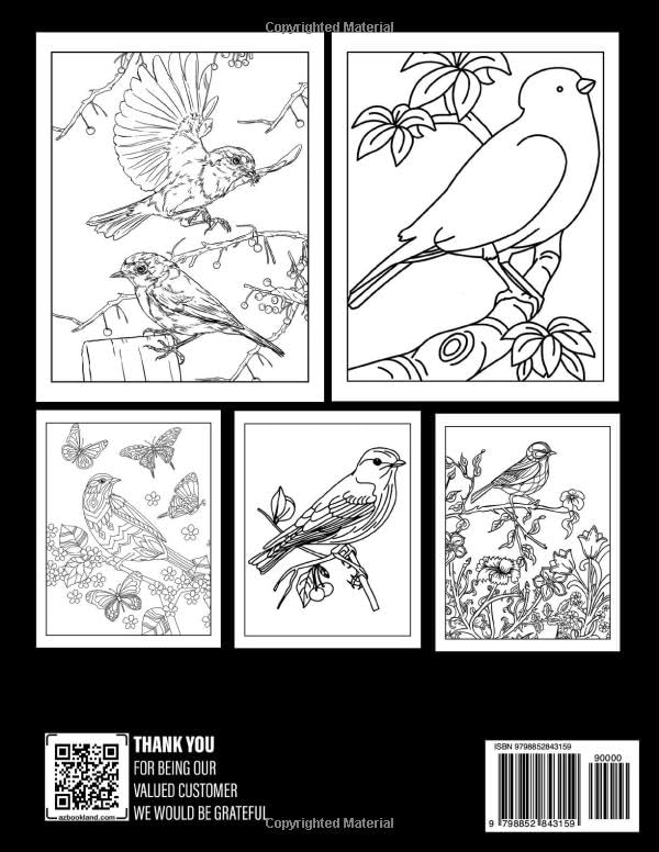 Songbirds Coloring Book: Fun And Easy Coloring Pages In Cute Style For All Ages To Relax And Unwind Majosta
