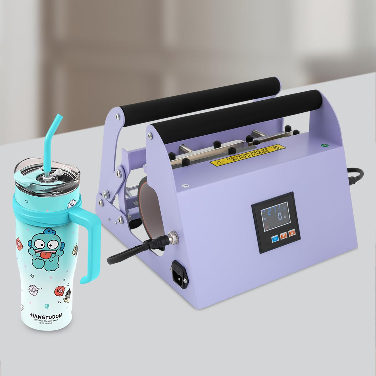 Heat Press Machine, Tumbler Heat Press Car Cup Mug Press Heat Machine Temp & Timer Mug Press Tool Sublimation Blank Skinny Straight Machine for 40oz Car Cups QUSKLISU