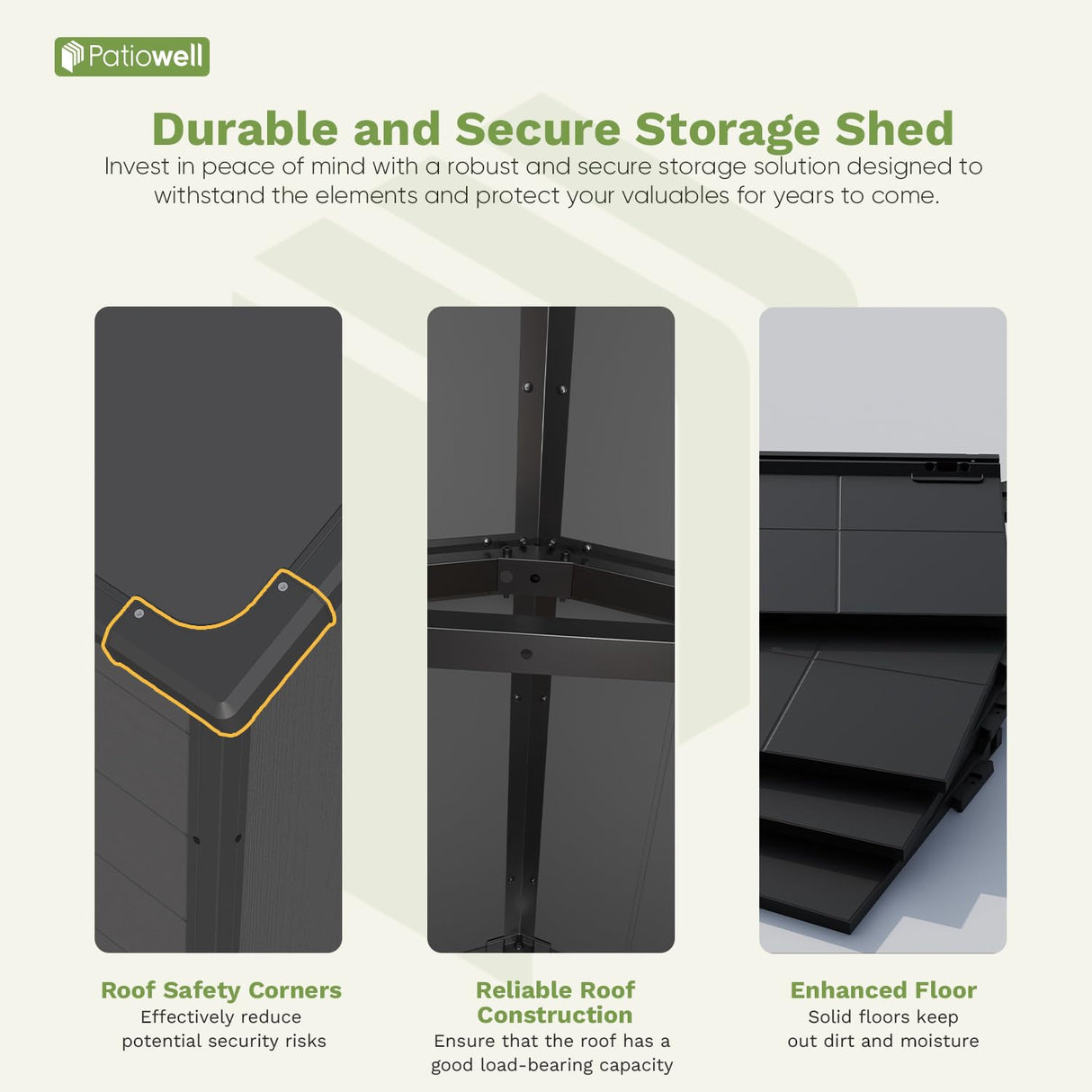 Patiowell 6 x 4 FT Plastic Outdoor Storage Shed with Floor, Resin Outside Tool Shed with Window and Lockable Door for Backyard, Garden, Tool Storage Use, Easy to Install, Dark Grey Patiowell