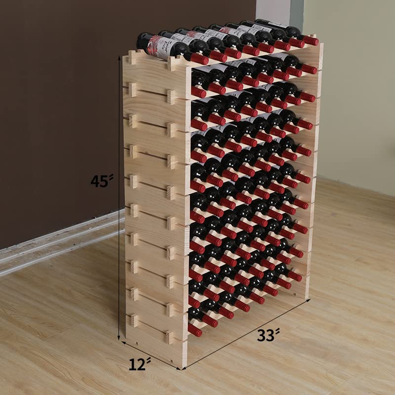 fdjamy Wine Rack Cabinet Wooden Freestanding for Floor Stackable Storage Wine Bottle Holder (80 Bottles) (JJ) fdjamy