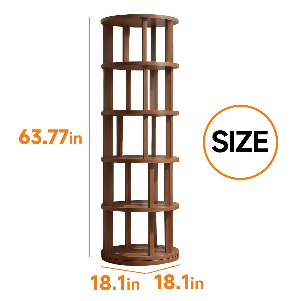vie poetique Rotating Bookshelf Tower, Wooden, 5 Tier Vertical Rotate Turning Spiral Corner Organizer, 360° Rotating Book Tower, Ideal for Small Spaces, Living Rooms, Corners, Bedrooms (Rural, 5 Tier) vie poetique