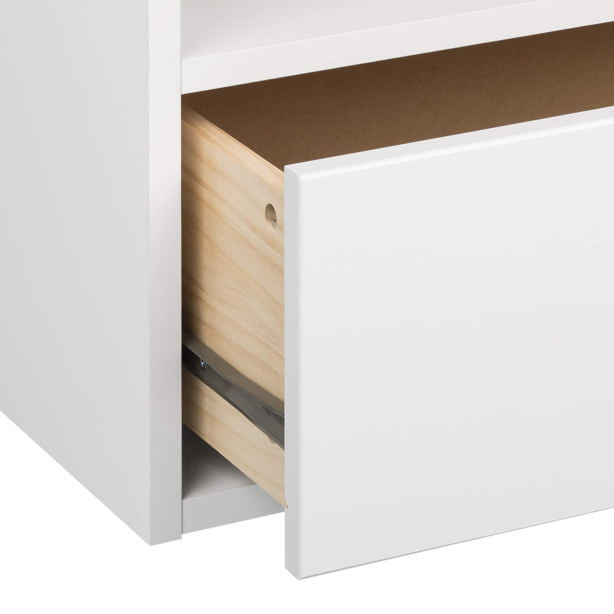 Prepac Set of 2 Floating Shelf Side Tables with Drawers and Brushed Brass Knobs, Modern Hanging Nightstands 15" D x 22.5" W x 14.5" H, White, WRBW-1402-2M Prepac
