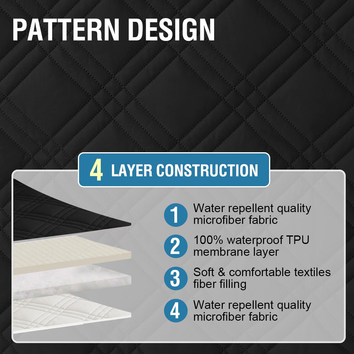 H.VERSAILTEX 100% Waterproof Armchair Slipcovers Modern Arm Chair Covers with Extra Long Armrest Cover Traditional Chesterfield Chair Covers Thick Sofa Protector for Cats (Chair, Black/Beige) H.VERSAILTEX