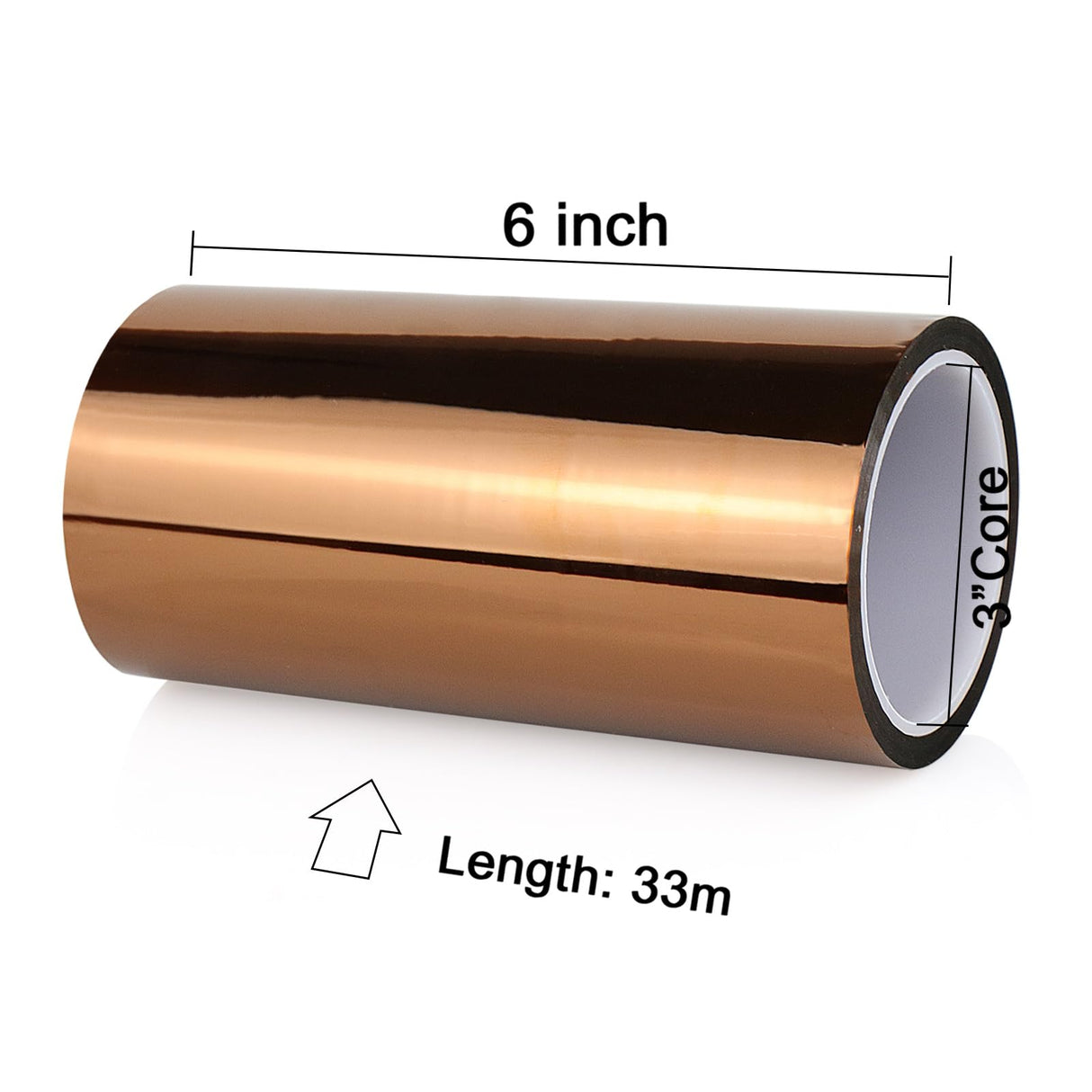 BOMEI PACK Polyimide Tape, 1 Pack High-Temperature Resistant Tape 8inch x 33m(108ft), No Residue Heat-Resistant Tape for Electric Task, 3D Printing, Soldering, Sublimation, Masking BOMEI PACK