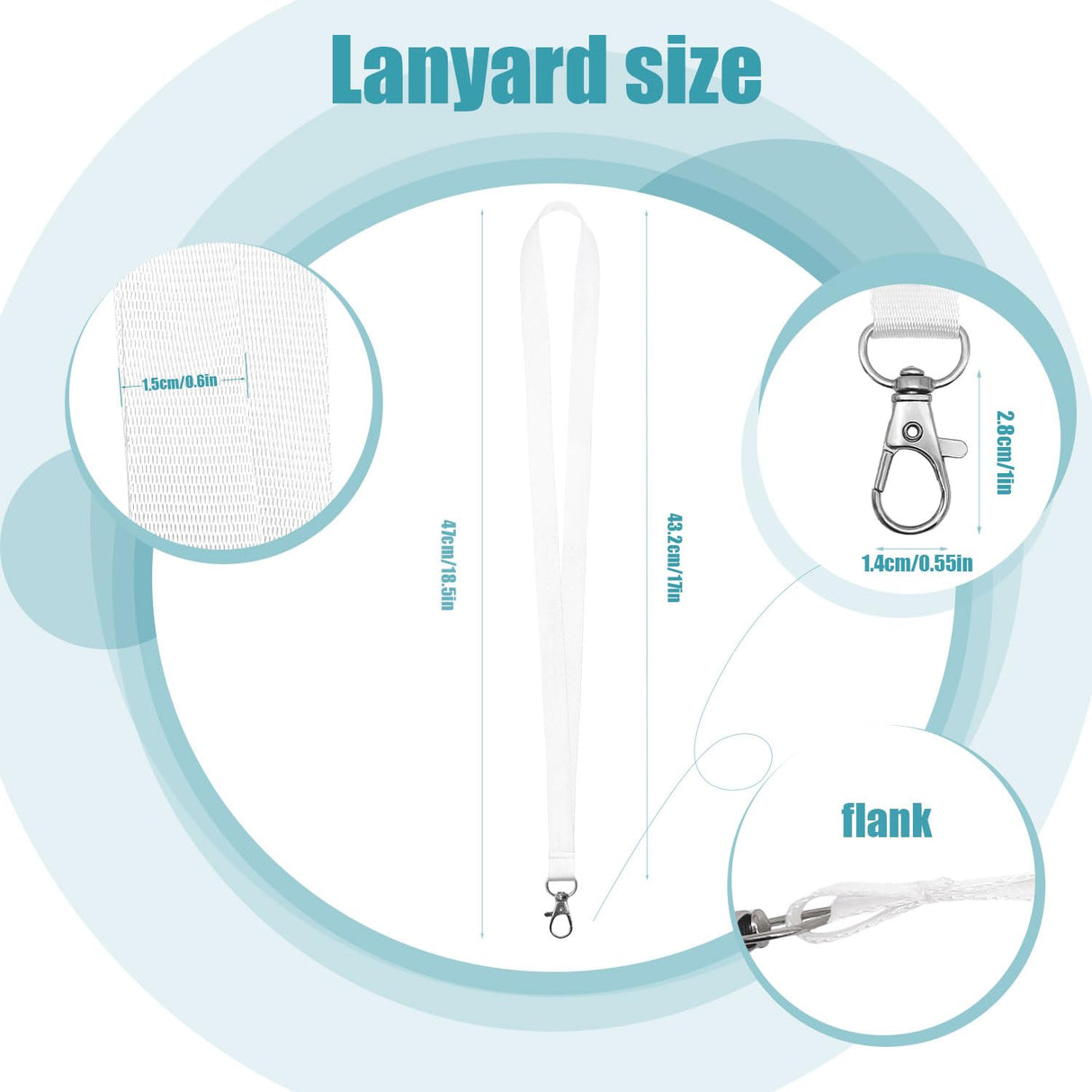 YOUKE OLA 100 Pack Sublimation Lanyards Blank Bulk Sublimation Lanyards with Swivel Hooks Neck Lanyards Heat Transfer Lanyard for ID Badge Holder Keychain as Christmas Gifts, White YOUKE OLA