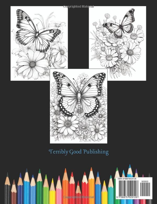 Butterflies and Flowers: Coloring Book for Adults, Women, Girls, Teens, Kids – Beautiful Butterfly and Flower Designs Majosta