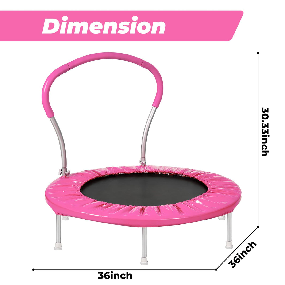 Roinoim 36 Inch Mini Trampoline for Kids with Handle, Indoor Round Toddler Trampoline, Pink Roinoim