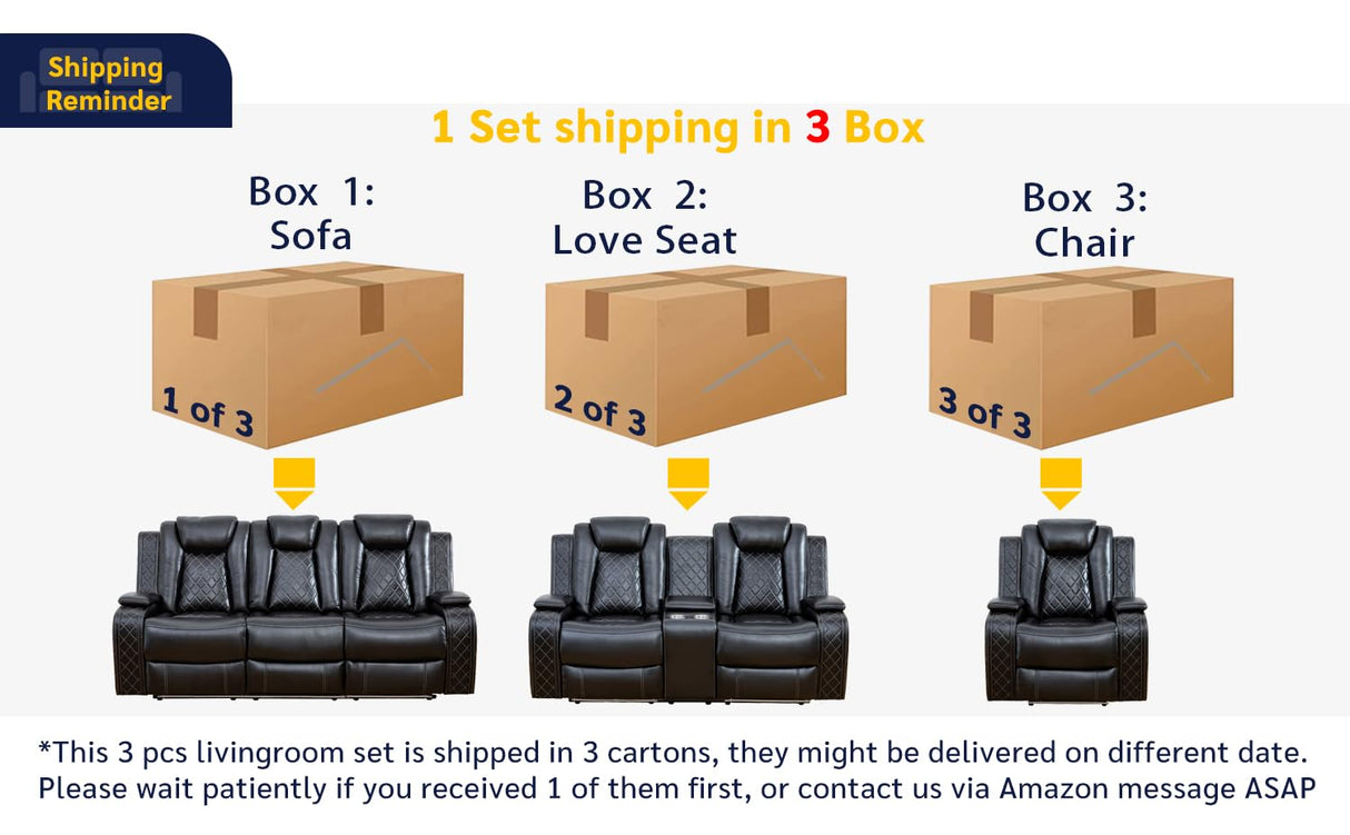 FUOROLA Liga Power Recliner Living Room Set with LED for Living Room, Dormitory, Guest House, Playroom, Airbnb,Apartment FUOROLA