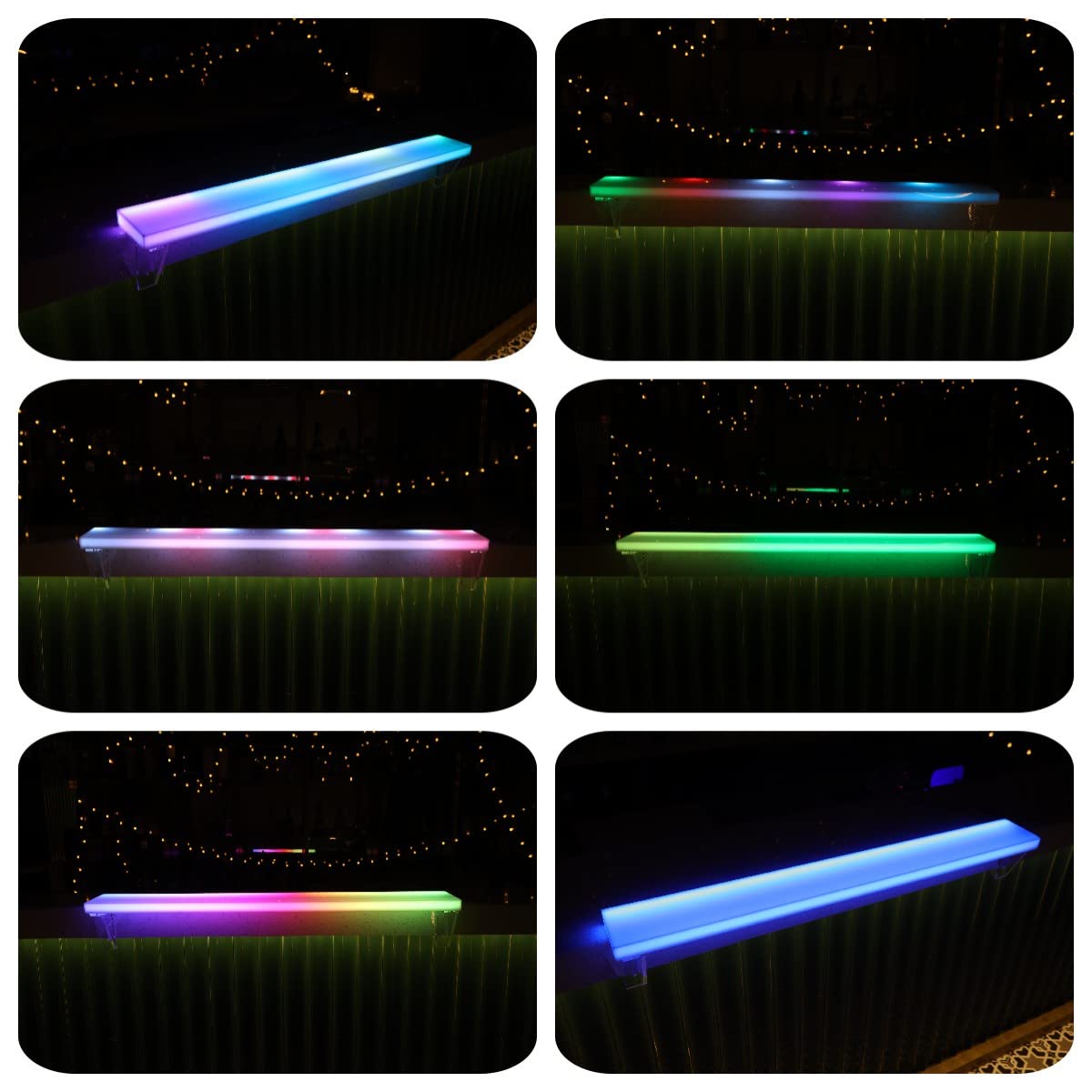 Cimcame Led Lighted Liquor Bottle Display Shelf Set of 2 with Remote&APP Control 32 Inch Floating Wall-Mounted Illuminated Marquee Lighting Shelves for Home Commercial Bar Cimcame