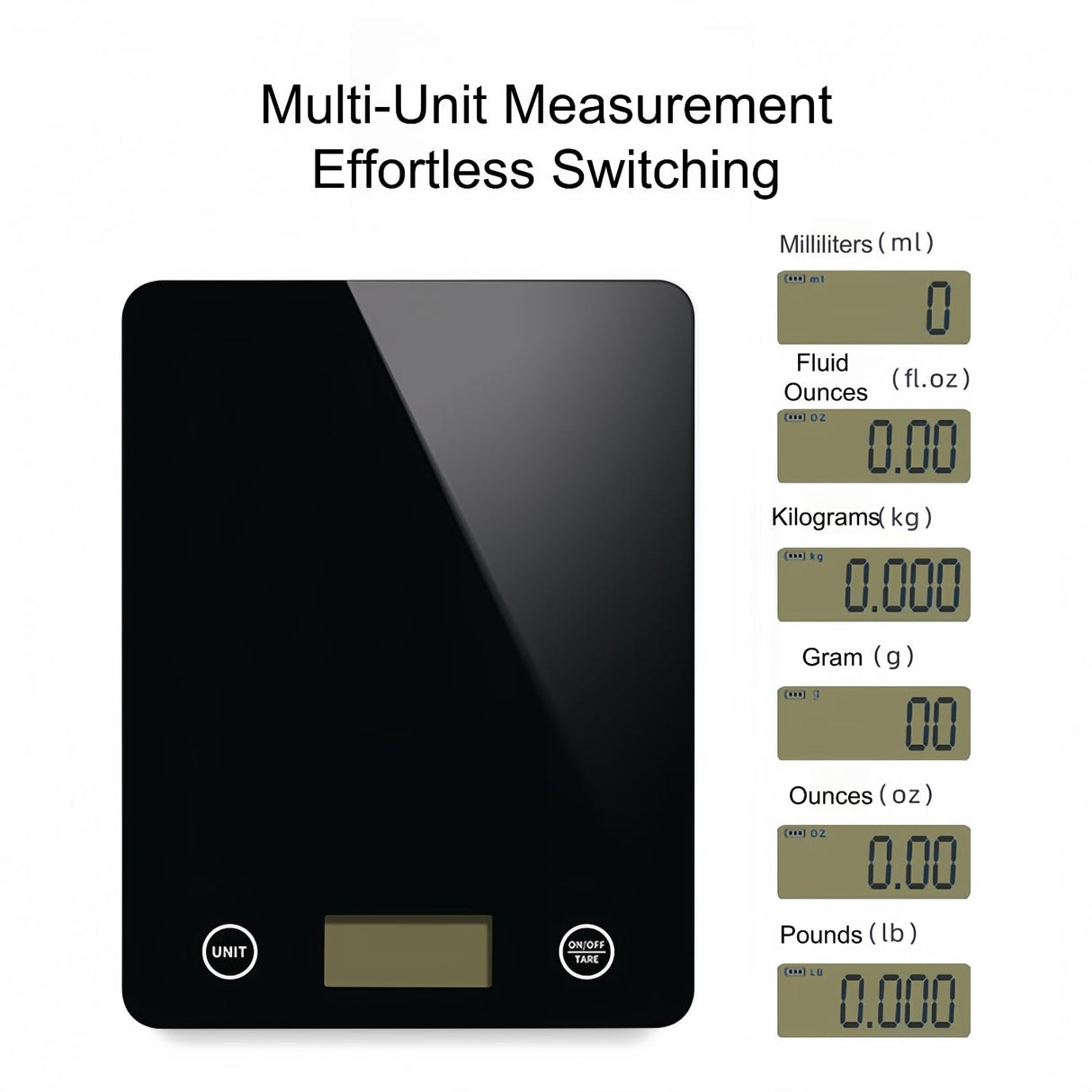 Digital Kitchen Scale, Food Scale with Tempered Glass, Grams and Ounces, 1g High Accuracy for Baking, Cooking, Food (Black Glass) DoonTyxiad
