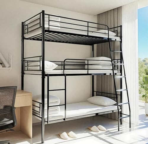 Bellemave Triple Bunk Bed for 3, bunk Bed for 3 Person, 3 bunk beds for Kids/Adults/Teenagers, Black Bellemave