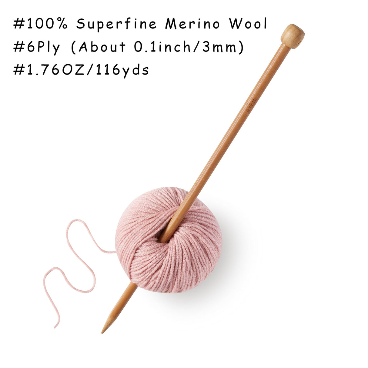 Gisimo 100% Merino Wool Yarn, 6-Ply Luxurious and Soft Yarn for Hand Knitting & Crocheting, 1.76 OZ/50g, 127 yds/116 Meters (Light Pink, 1 Ball) Gisimo