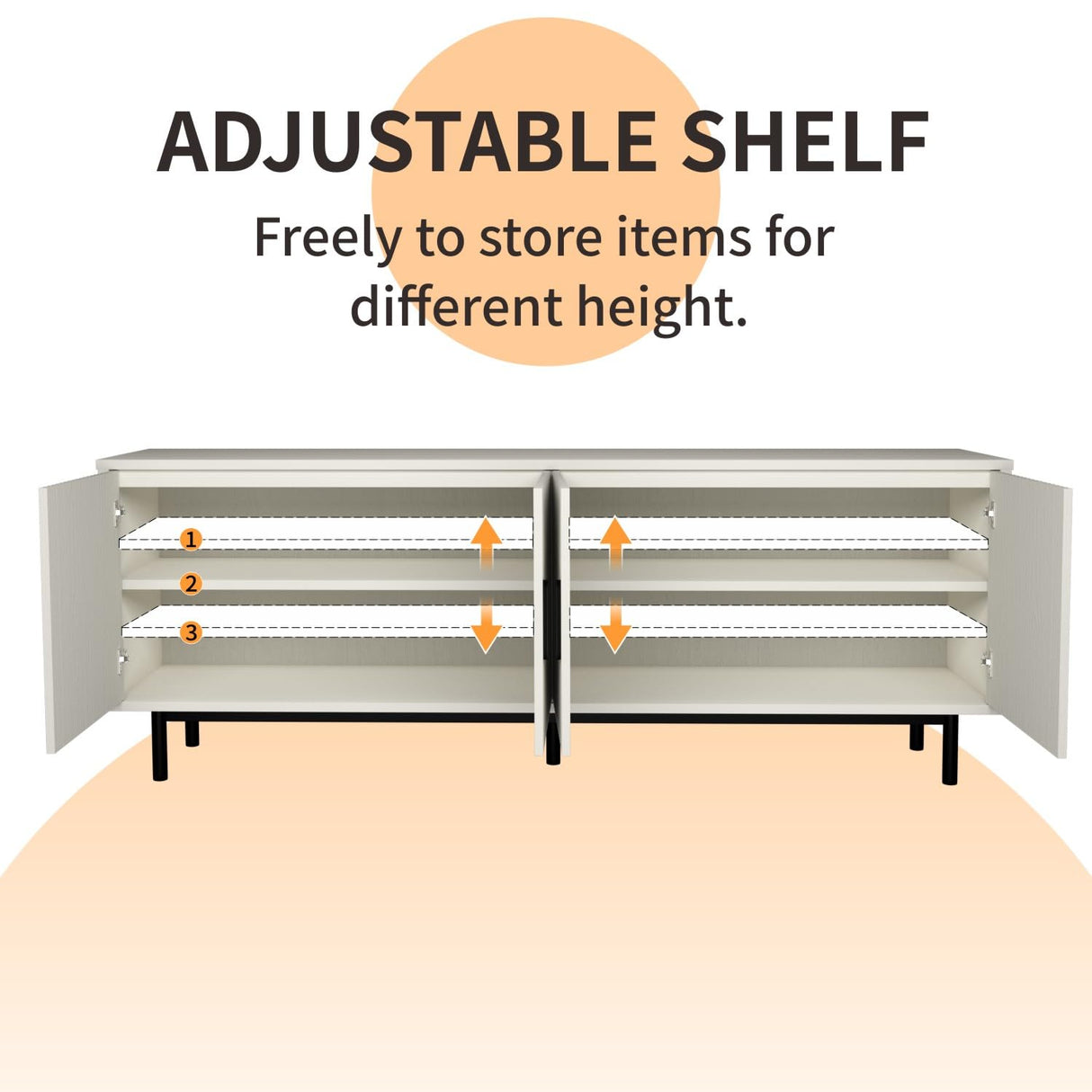 MUUEGM 70" Fluted TV Stand for TVs up to 80 Inches, Entertainment Center with Storage, Adjustable Shelf, Modern TV Console for Living Room and Bedroom, 70" W x 15.75" D x 25" H, White MUUEGM