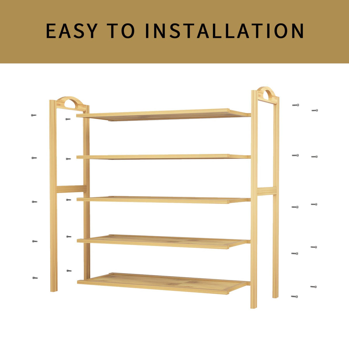 UDEAR Bamboo Shoe Rack 5-Tier Shoe Storage Organizer Entryway Shoe Shelf UDEAR