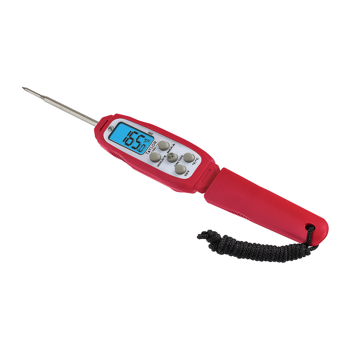 Taylor Digital Waterproof Thermometer with Bright Blue Backlight for Kitchen, Meat, Food, Grill, BBQ Cooking, Red, Standard,(806GW) Taylor