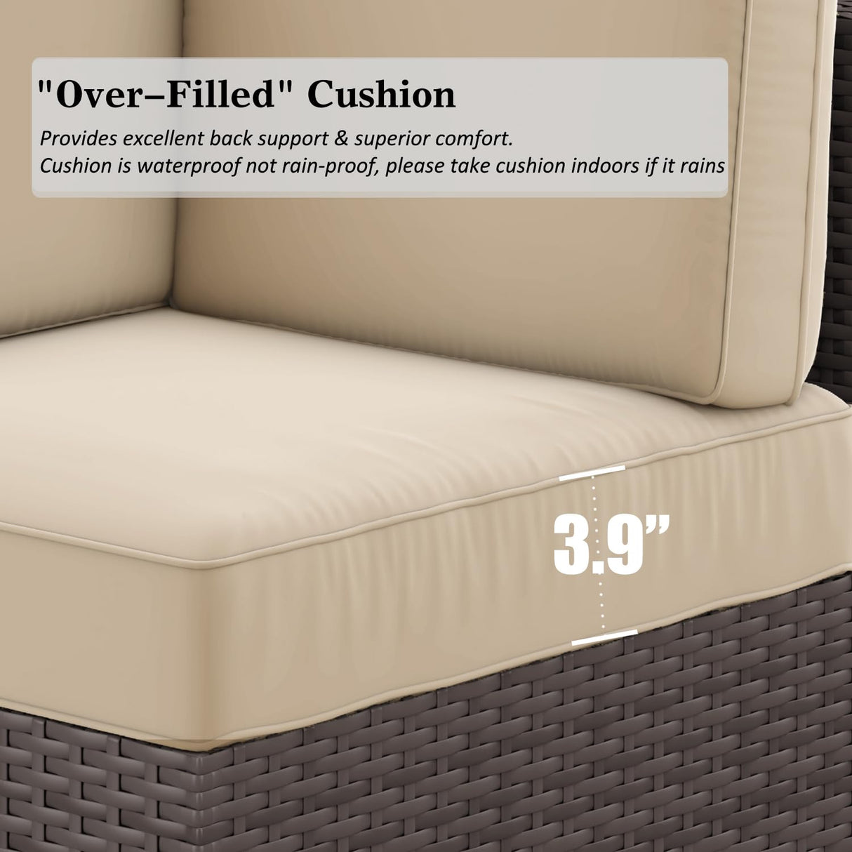 LayinSun 7 Pieces Outdoor Patio Furniture Set with 44" Fire Pit Table Brown Rattan Sectional Sofa Conversation Sets LayinSun