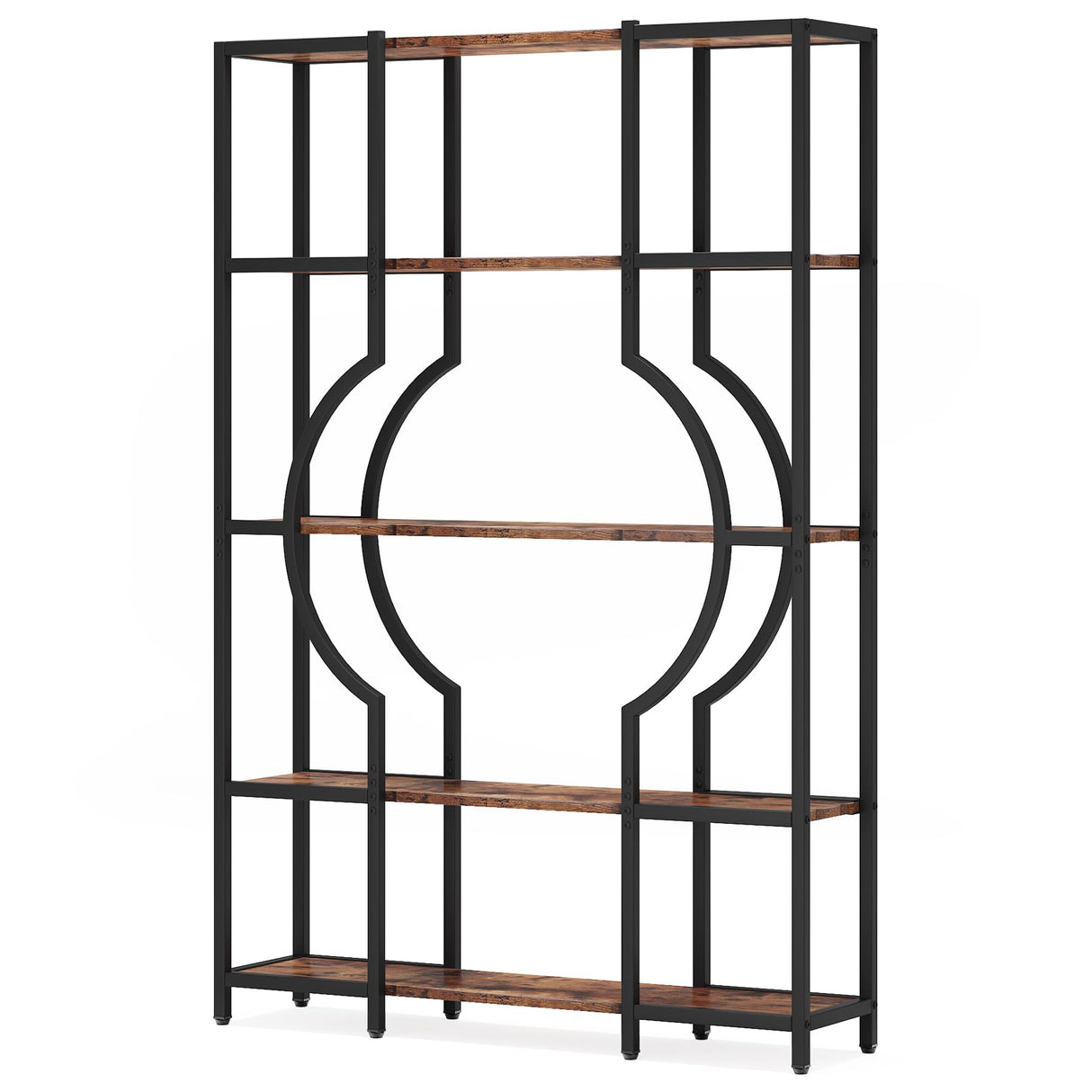 Tribesigns Vintage 5-Tier Bookshelf with 12 Open Display Shelves - Elegant Wooden Bookcase with Metal Frame for Home Office and Living Spaces Tribesigns