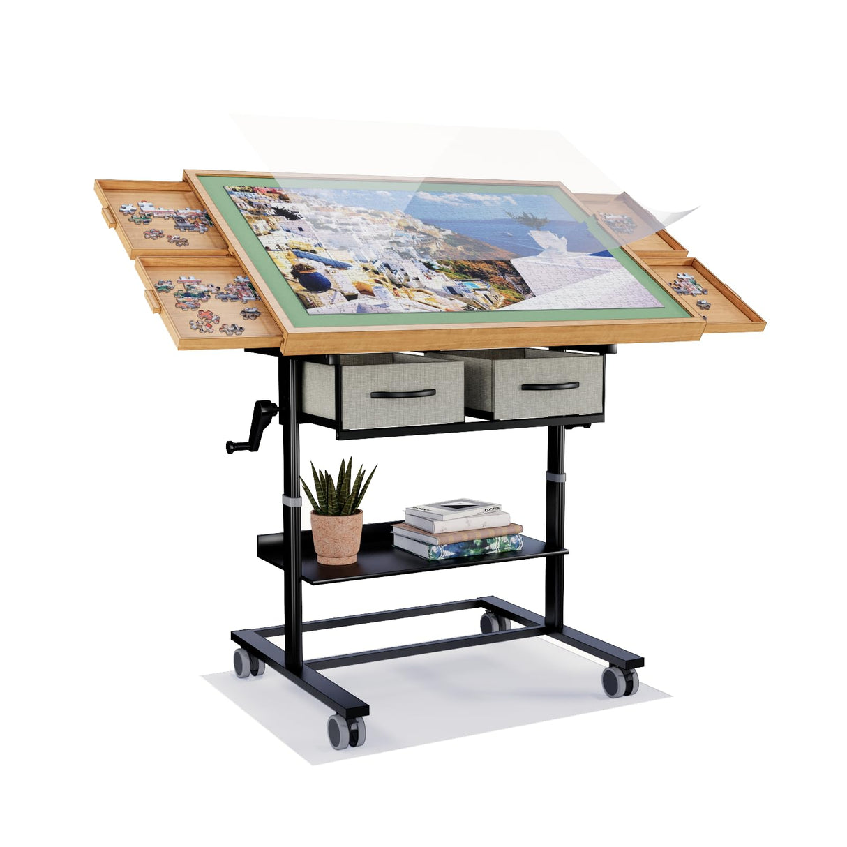 1500 Piece Jigsaw Puzzle Table with Legs,Jigsaw Puzzle Board Portable with 4 Drawers and Cover,35"x26"Adjustable Puzzle Tables for Adults,Gift for Mom OIRBOEUS