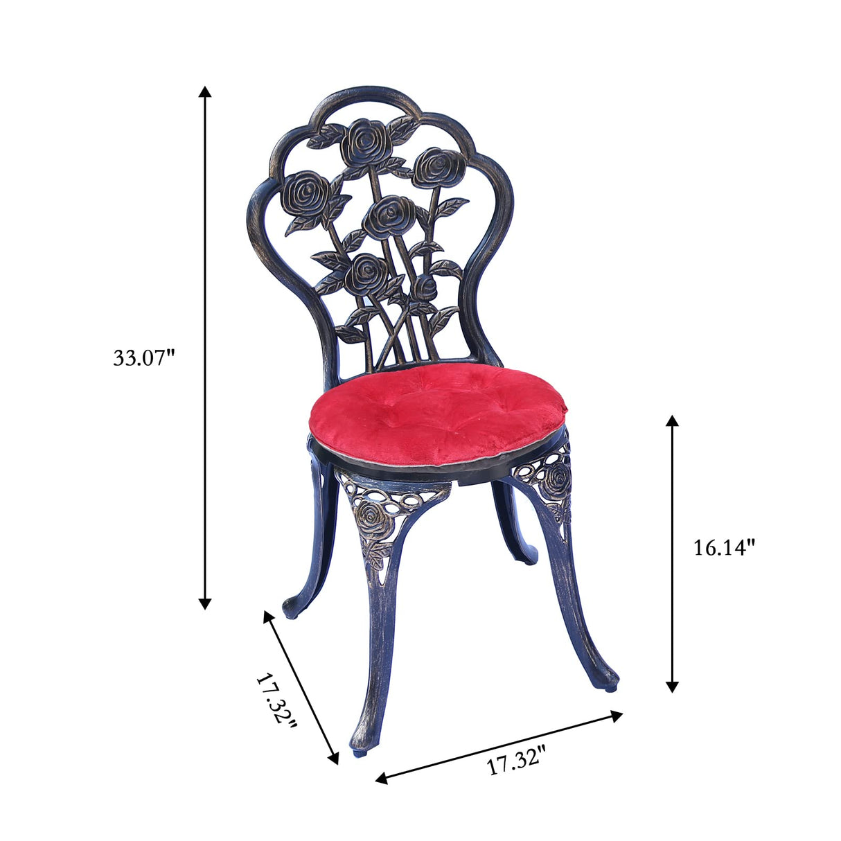Mandolin Patio Table and Chairs,5 Piece Outdoor Dining Set,Rust-Resistant Cast Aluminum Bistro Set with Cushion.Rose Design (Copper) Mandolin