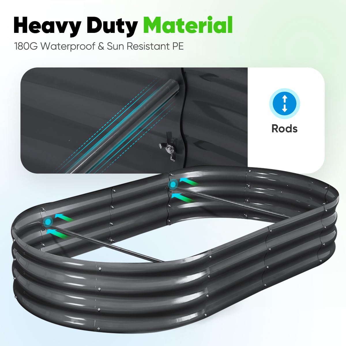 Quictent Galvanized Raised Garden Bed Kit with Self Watering System and Mesh Cover, Large Oval Metal Outdoor Planter Garden Boxes for Vegetables Herbs Flowers, 6x3x1Ft Quictent