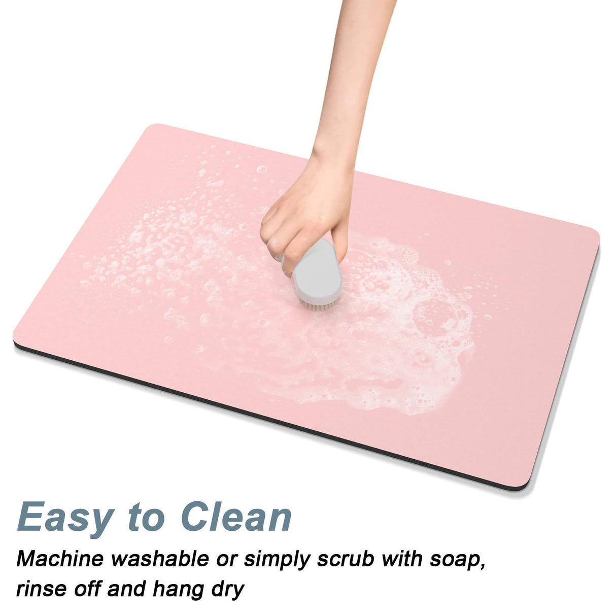 Rnivvi Coffee Mat, 12"x19" Coffee Bar Mat for Coffee Station Accessories and Organizer, Hide Stain Anti Absorbent Dish Drying Pad for Kitchen Counter, Cute Coffee Bar Decor Coffee Machine Mat, Pink Rnivvi