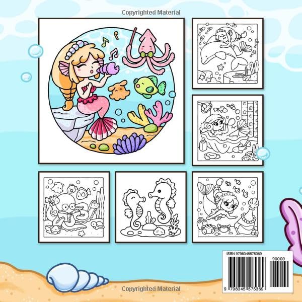 Ocean Home: Coloring Book for Adults and Teens Featuring Ocean Life with Adorable Mermaids and Sea Animals, Cute and Easy Drawings for Relaxation (Cozy Ocean) WoodArtSupply