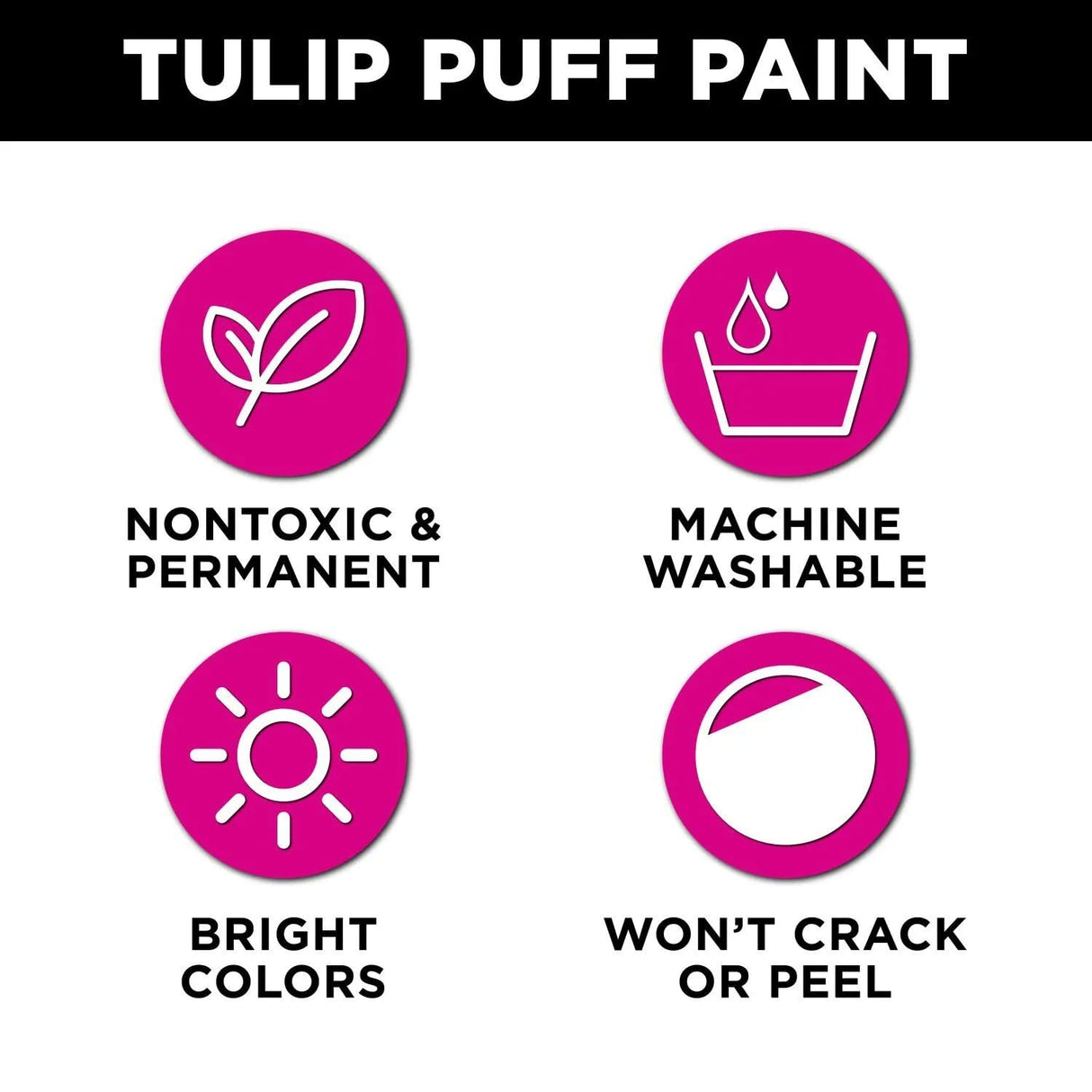 Tulip Puff Paint Essential Rainbow Colors 10-pack, Multi-Surface, Premium Quality, Nontoxic & Waterproof Craft Paint, Permanent on Fabric, 10-pack TULIP