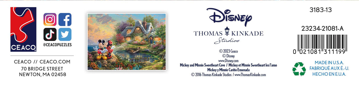 Ceaco - Thomas Kinkade - Disney - Mickey & Minnie - Sweetheart Cove - 1000 Piece Jigsaw Puzzle Ceaco
