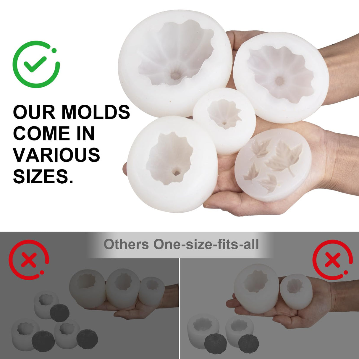 MGLIFEUL 6 pcs Upgrade Large Halloween Pumpkin Maple Leaf Candle Silicone Candle Mold with Wax Core, Halloween Fall Pumpkin Candle Resin Soap Molds Silicone Suitable for Businesses or households MGLIFEUL