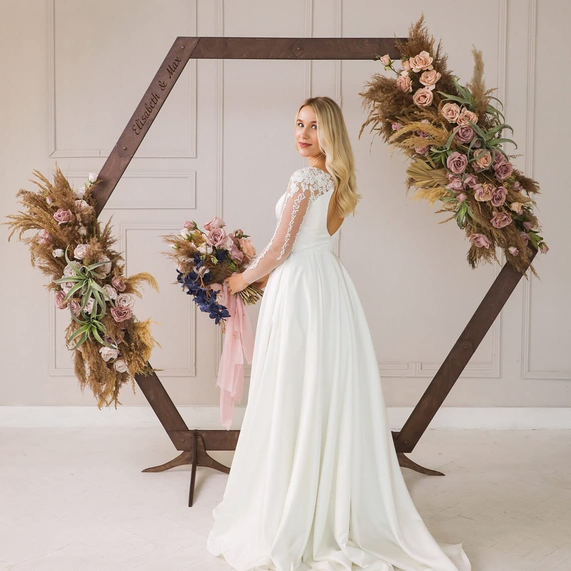 Wooden Wedding Arch 5.9FT, 6.5 FT, 7.2 FT Wood Arch for Wedding Ceremony, Wedding Arbor Backdrop Stand for Garden Wedding, Parties, Indoor, Outdoor, Wooden Wedding Arch Rustic Farmhouse Theme Wedding by Eli