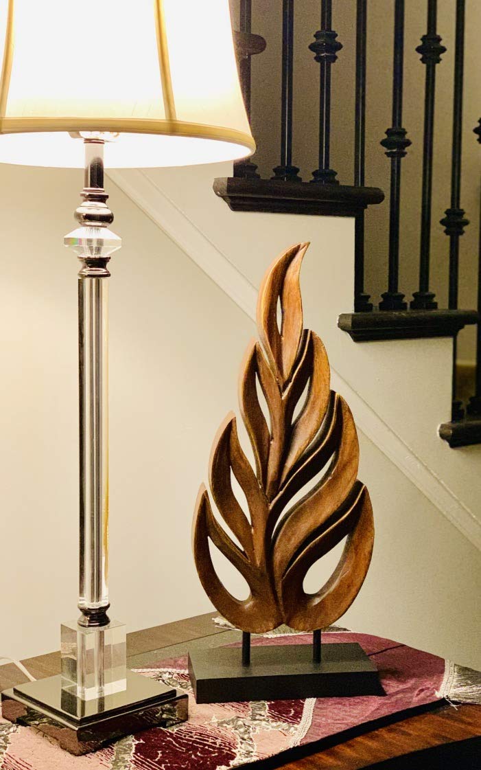 Decozen Handcrafted Solid Wood Leaf Sculpture from Daughter, Son, Husband - Ideal for Home, Mantel, Fireplace, and Foyer Decor - Tabletop Accent Decozen