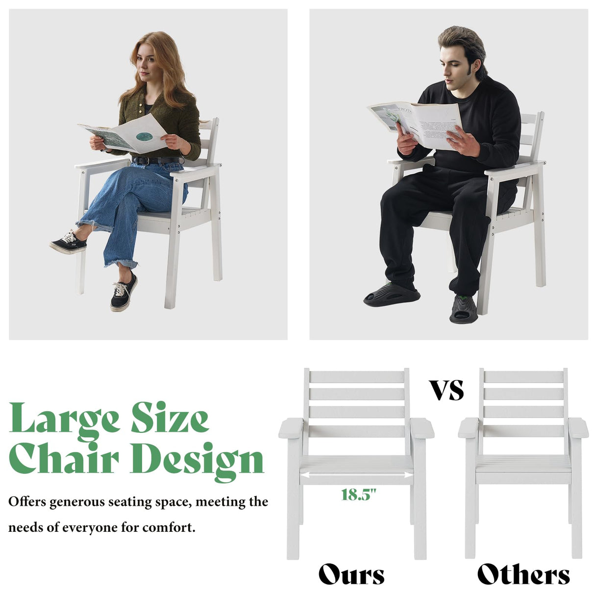 AMERLIFE 7-Piece HDPE Outdoor Dining Table Set with 6 Chairs, 71" L Patio Dining Furniture Set with Umbrella Hole, Modern Dinner Table & Chairs Set for Garden, Backyard, Poolside, White AMERLIFE