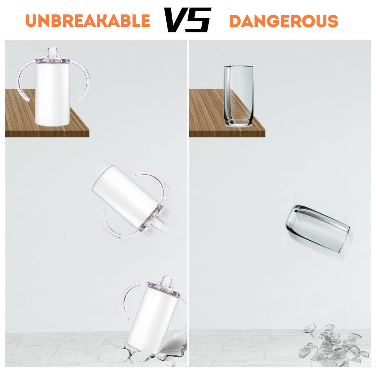 Vermida Sublimation Sippy Cup Blank with Handle, 12oz Stainless steel Sippy Cups, Kids Cups with Straws and Lids Spill Proof Double Wall Vacuum Cups for Children Vermida