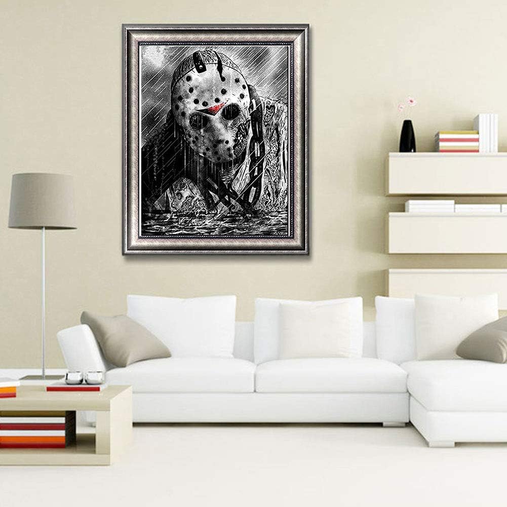 Generic DIYPAINTING 5D Diamond Art Painting by Number Kits Horror Movie Halloween 16X20 Painting Cross Stitch Full Drill Crystal Rhinestone Embroidery Pictures Arts Craft for Home Wall Decor Gift WoodArtSupply