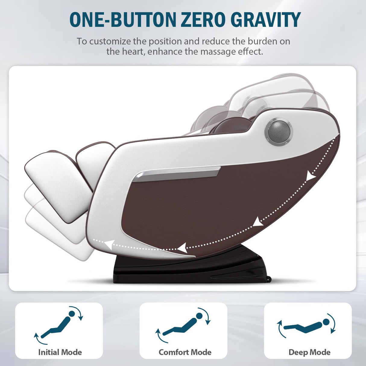 AVSAMOQ Massage Chair Full Body, Zero Gravity Massage Chair Recliner with Air Pressure, 8 Fixed Massage Rollers, Heating, Foot Roller, Bluetooth Speaker, for Home Office Men Women (Brown) AVSAMOQ