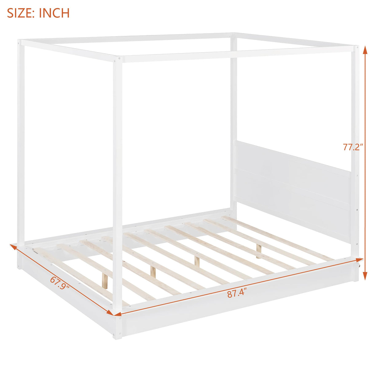 Harper & Bright Designs Queen Size Wood LED Canopy Bed Frame for Boys Girls Kids Adults Toddler, Canopy Platform Bed with Support Slats, No Box Spring Needed, White Harper & Bright Designs