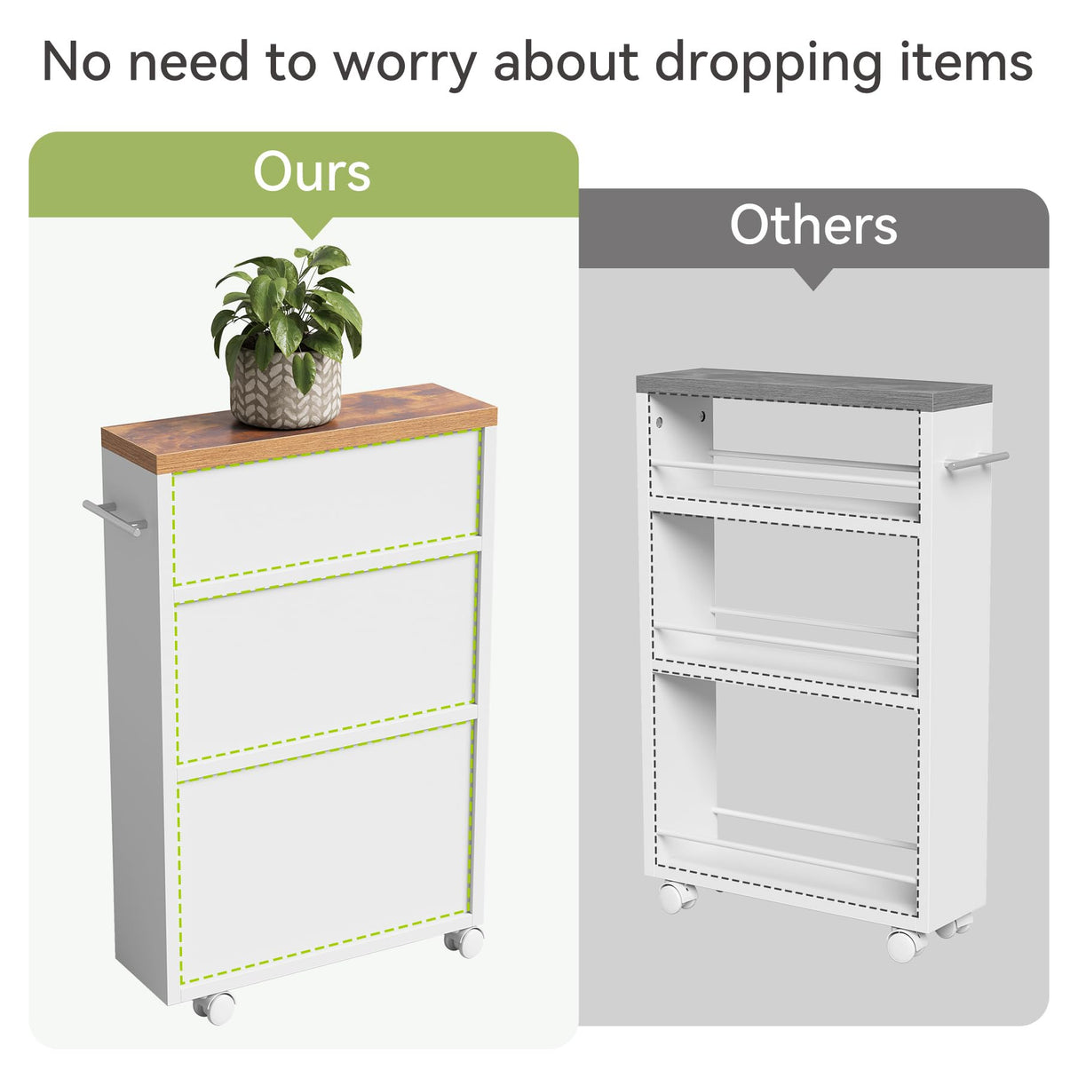 LITTLE TREE 4 Tier Rolling Cart with Wheels, 6.3 Inch Slim Storage Cart, Wooden Snack Cart with Narrow Shelf, White Laundry Room and Bathroom Organizer Shelves LITTLE TREE