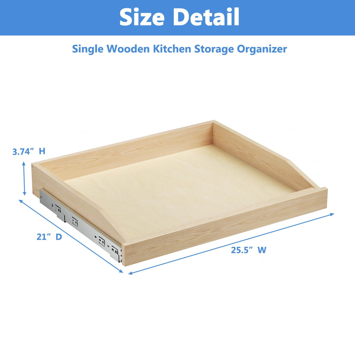 ROOMTEC Soft Close Pull Out Cabinet Organizer 25-1/2" W x 21" D Cabinet Organizer Wood Slide Out Shelves Cabinet Storage and Organizer for Kitchens and Pantry ROOMTEC