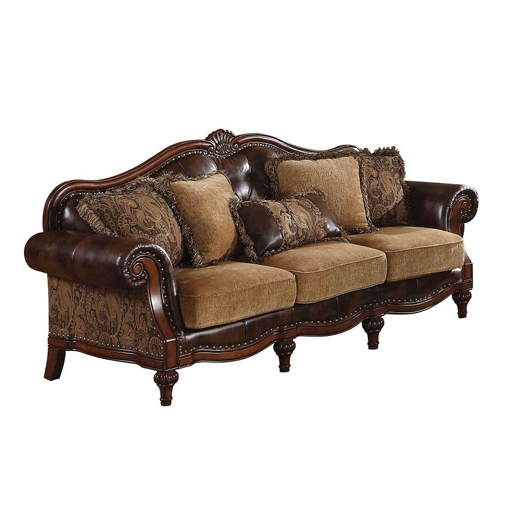 Brand 4-Piece Formal Living Room Set: Luxury Sofa, Loveseat, Single Chair and Coffee Table - Brown and Chenille Generic